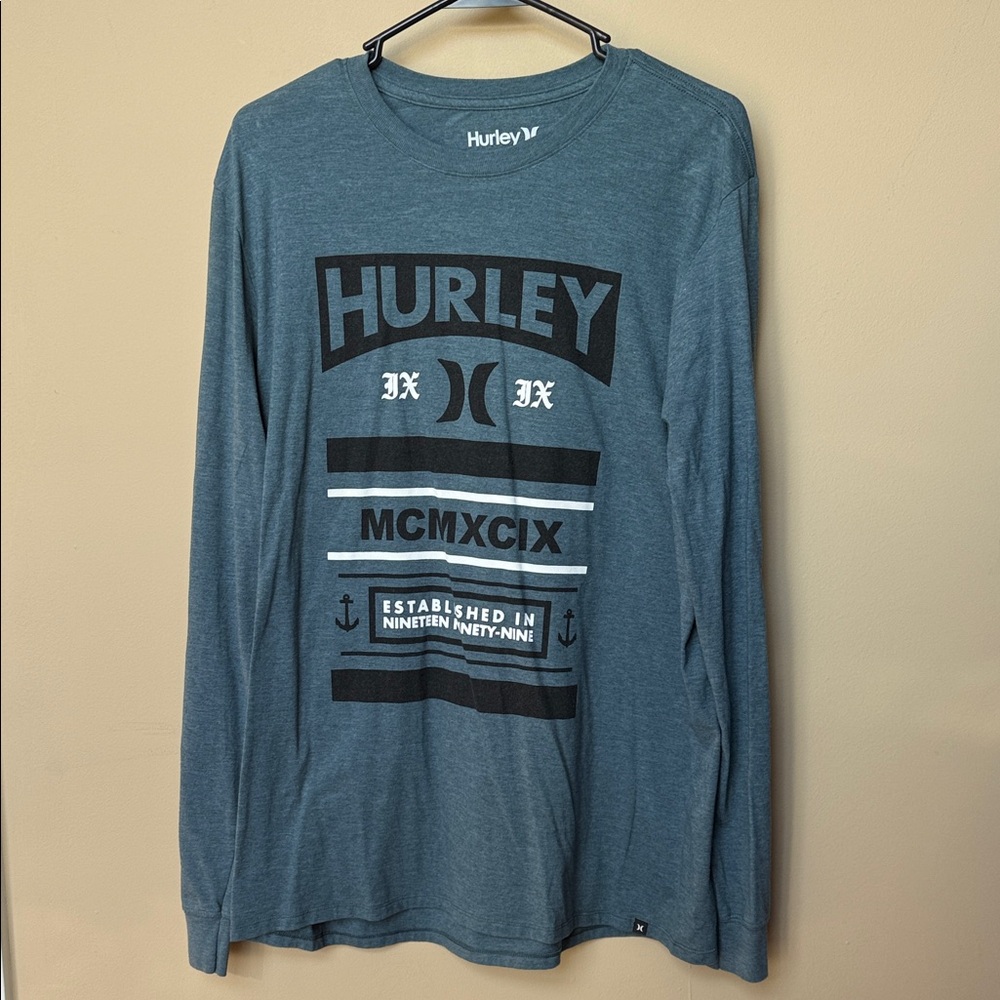 Hurley Men's Teal Graphic Long Sleeve Tee